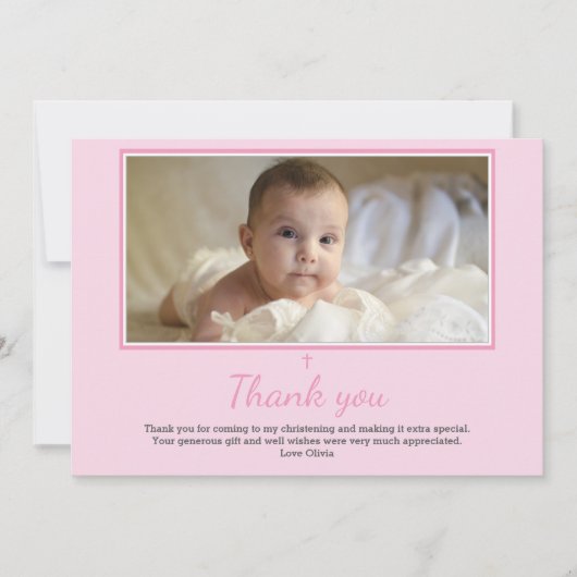 Girl Christening/Baptism Hartelijk dank Bedankkaart (Voorkant)