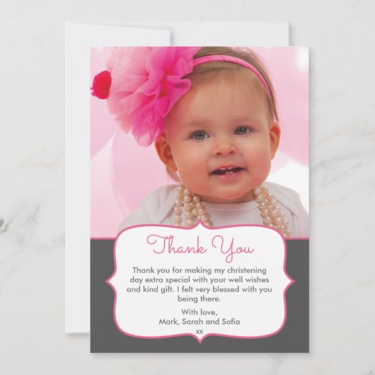 Girl Christening/Baptism Hartelijk dank Bedankkaart (Voorkant)