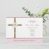 Girl Christening/Baptism Invitation Kaart (Staand voorkant)