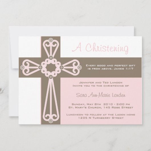 Girl Christening Invitation Kaart (Voorkant)