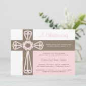 Girl Christening Invitation Kaart (Staand voorkant)