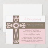 Girl Christening Invitation Kaart (Voorkant / Achterkant)