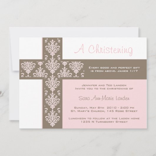 Girl Christening Invitation Kaart (Voorkant)