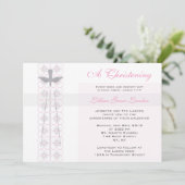 Girl Christening Invitation Kaart (Staand voorkant)