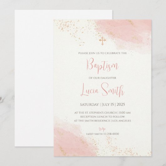Girl Christening nodigt Girls Baptism uit Kaart (Voorkant / Achterkant)