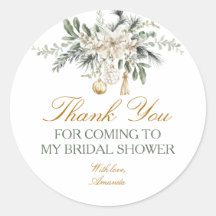 Girl Christmas Bridal Shower White Gold Floral 