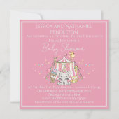 Girl Circus Baby Shower Invitation Kaart (Voorkant)