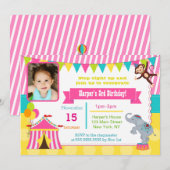 Girl Circus Carnival Foto Birthday Invitations Kaart (Voorkant / Achterkant)