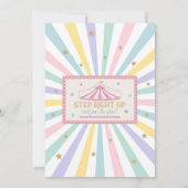 Girl Circus Theme Birthday Party Invitation Kaart (Achterkant)