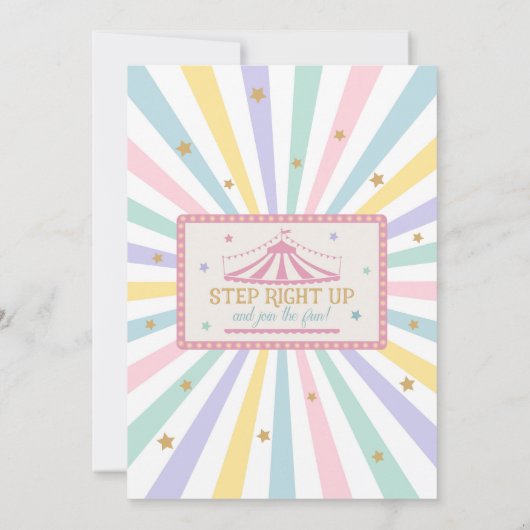 Girl Circus Theme Birthday Party Invitation Kaart (Achterkant)