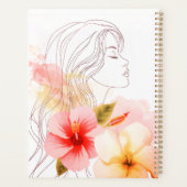 Girl close her eyes whithe flower-watercolor planner (Achterkant)