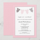 Girl Clotheline Baby shower / roze grijs Kaart (Voorkant / Achterkant)