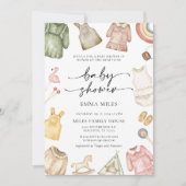 Girl Clothes Baby shower Invitation Kaart (Voorkant)