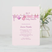 Girl Clothesline Baby shower Kaart (Staand voorkant)