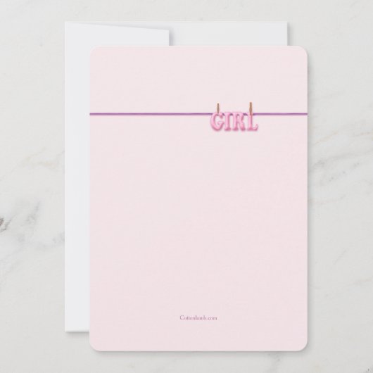 Girl Clothesline Baby shower Kaart (Achterkant)