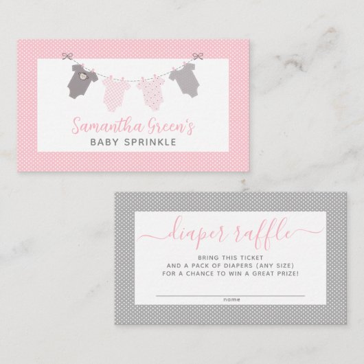 Girl Clothesline diaper-kaartjes Visitekaartje (Voorkant / Achterkant)