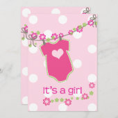 Girl Clothesline Sprinkle Invitation Kaart (Voorkant / Achterkant)