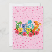 Girl Colorful Dinosaur Tropical First Birthday Kaart (Achterkant)