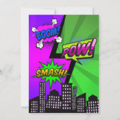 Girl Comic Book Superheld Birthday Uitnodiging (Achterkant)