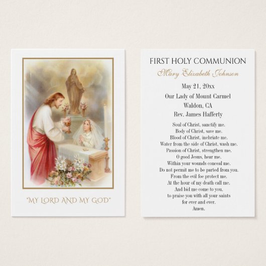 GIrl Communie Katholieke Herdenking Heilige Kaart (Voorkant /achterkant)