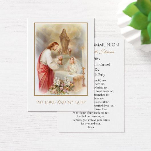 GIrl Communie Katholieke Herdenking Heilige Kaart (Bureau)