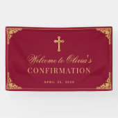Girl Confirmation Burgundy Faux Gold Vintage Spandoek (Horizontaal)