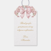 Girl Confirmation Pink Bow Faux Gold Cross Floral Cadeaulabel (Achterkant)