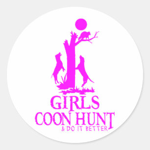 GIRL COON HUNTING RONDE STICKER