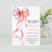 Girl Coquette Bow Baby shower Kaart (Staand voorkant)