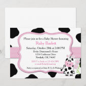 Girl Cow Baby shower Uitnodiging Chevron Print (Voorkant / Achterkant)