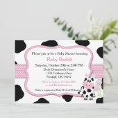 Girl Cow Baby shower Uitnodiging Chevron Print (Staand voorkant)