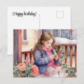 Girl crafting briefkaart (Voorkant / Achterkant)