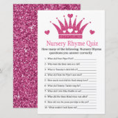 Girl Crown Nursery Rhyme Quiz baby shower game (Voorkant / Achterkant)