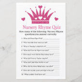 Girl Crown Nursery Rhyme Quiz baby shower game (Voorkant)
