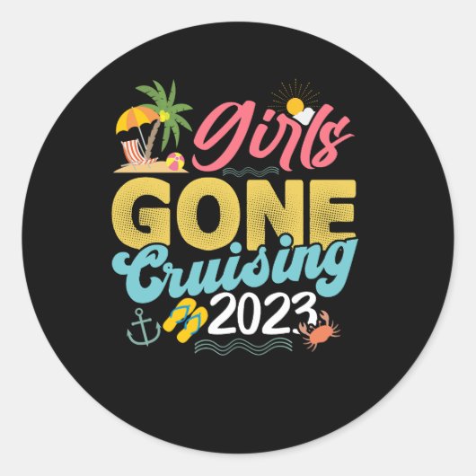 Girl Cruise Vacking Girls Trip Boat Cruising Summ Ronde Sticker (Voorkant)