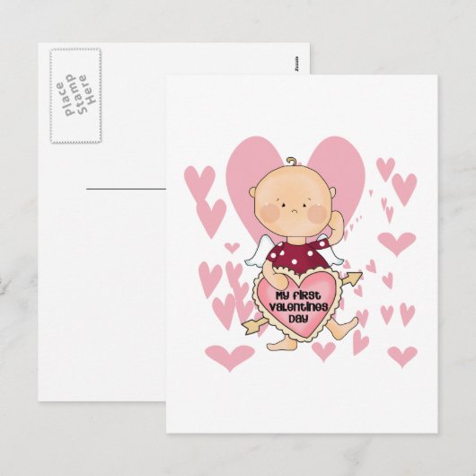 Girl Cupid 1e Valentijn T-shirts en cadeaus Feestdagenkaart (Voorkant / Achterkant)