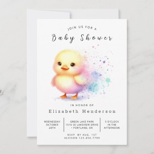 Girl Custom Duck Baby shower Kaart (Voorkant)