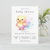 Girl Custom Duck Baby shower Kaart (Staand voorkant)