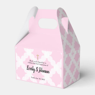 Girl Custom Name Pink First Commune Bedankdoosjes