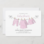 Girl Cute Pink Baby shower QR Code Social Media Kaart (Voorkant)