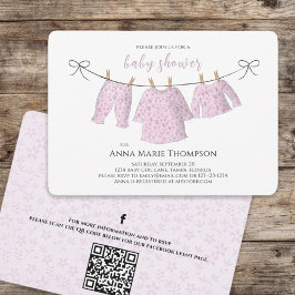 Girl Cute Pink Baby shower QR Code Social Media Kaart