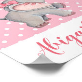 Girl Cute Pink Elephant Polka Dot Kind Room Poster (Hoek)