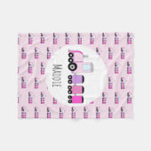 Girl Cute Pink Train met naam Kinder Fleece Deken (Voorkant (Horizontaal))