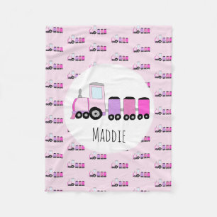Girl Cute Pink Train met naam Kinder Fleece Deken