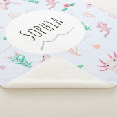 Girl Cute Quirky Pink Axolotl River Pattern Kinder Sherpa Deken (3/4)