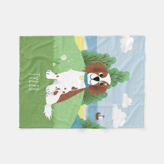 Girl Cute Springer Spaniel Dog en Name Kinder Fleece Deken (Voorkant (Horizontaal))