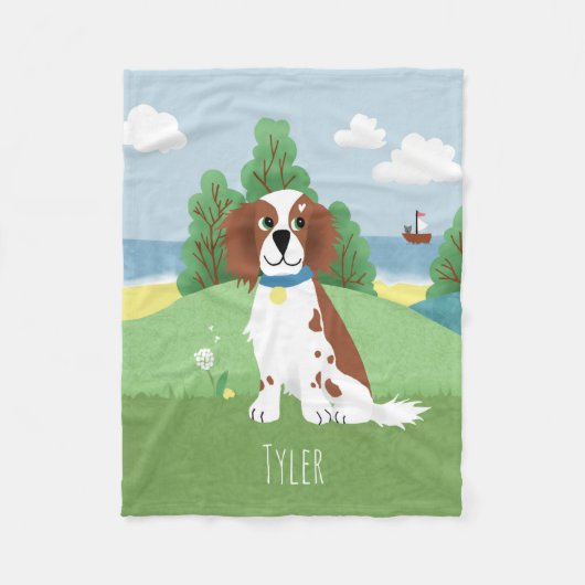 Girl Cute Springer Spaniel Dog en Name Kinder Fleece Deken (Voorkant)