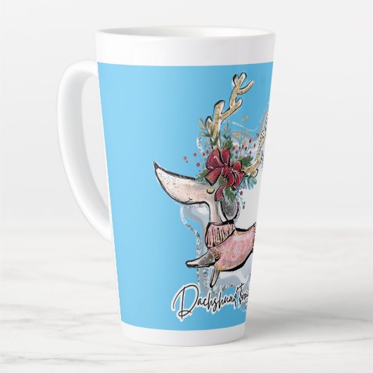 Girl Dachshund door de sneeuw Latte Mok (Linkerhoek)