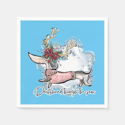 Girl Dachshund door de sneeuw Servet (Voorkant)