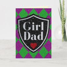 Girl Dad Vaderdag Glitter Kaart